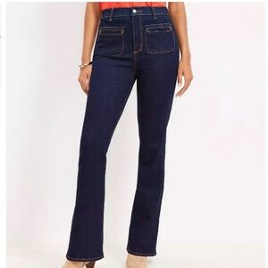 Loft Slim Flare Curvy High Rise Dark Blue Jeans Size 12/31